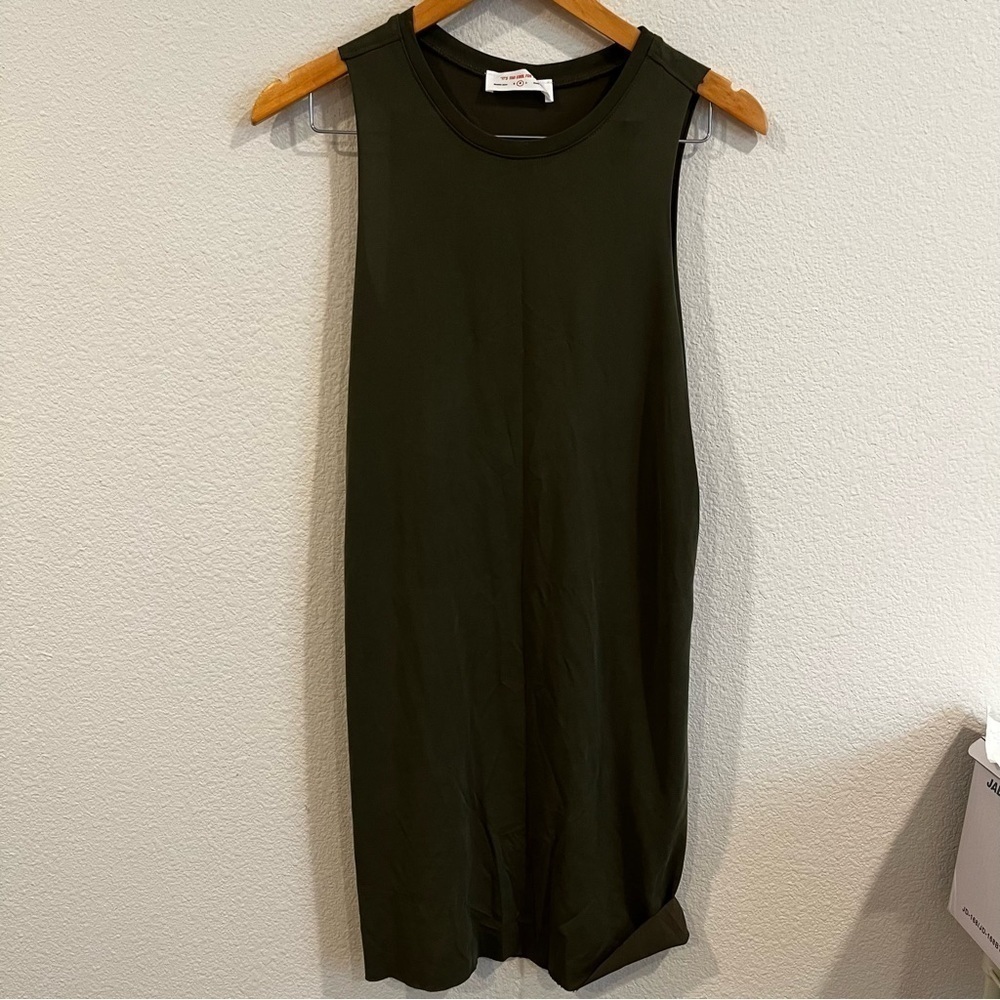Too Cool for School size medium green tank top shirt dress with raw hems